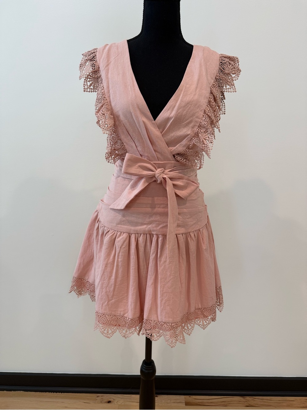 NWT Selfie Leslie Blush Lace Ruffle Dress – US Large